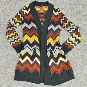 Missoni Open Cardigan Sweater XL Brown Beige Geometric Pattern For Target